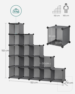 REGAŁ XXL ORGANIZER KOSTKA PUDEŁKO SZARY LPC442G01