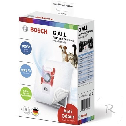 Bosch AirFresh GALL Worek do odkurzacza BBZAFGALL Ilość worków 4 szt/opakowanie, Biały, Do wszystkich odkurzaczy Bosch