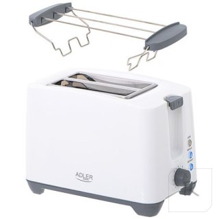 Adler Toaster AD 3216 Power 750 W, Number of slots 2, Housing material Plastic, White