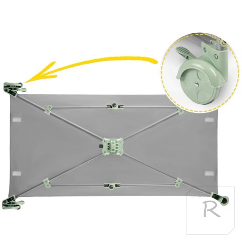 Łóżeczko turystyczne 125 x 65 x 78 cm RK-240 szaro-miętowe
