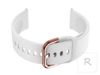 Pasek gumowy do smartwatch U01 - biały/rosegold - 20mm