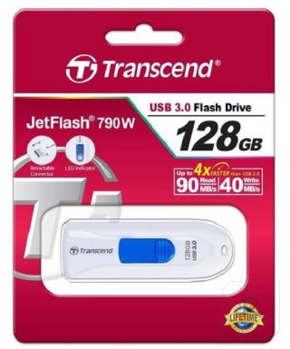 Pendrive (Pamięć USB) TRANSCEND 128 GB USB 3.0 Biało-niebieski