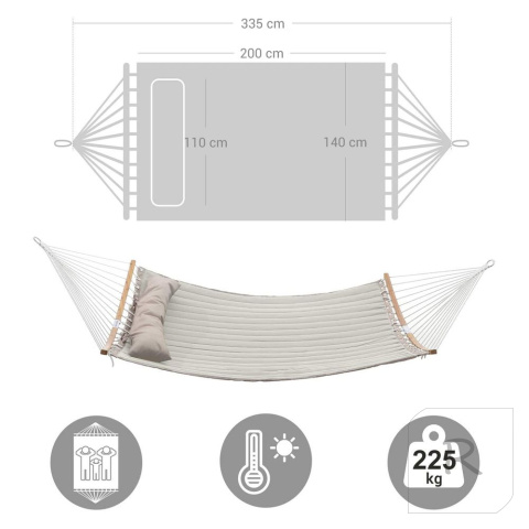 DUŻY HAMAK PIKOWANY Z PODUSZKĄ 200X140CM 225KG