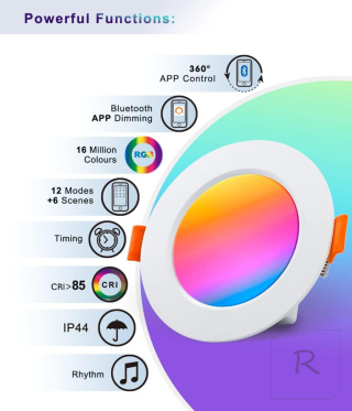 INTELIGENTNE LAMPY LED RGB ZESTAW 4 SZTUK SUFIT