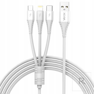 Kabel USB 3w1 micro USB USB-C Lightning 3A QUICK