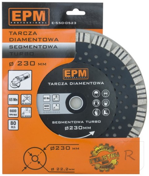 TARCZA DIAMENTOWA SEGMENTOWA TURBO Z OTWORAMI CHŁODZĄ. 230MM EPM PROFESSIONAL