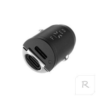 FIXED Podwójna ładowarka samochodowa USB-C 30 W, czarna