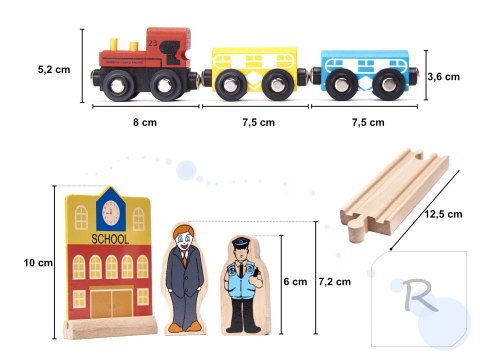 Kolejka drewniana pociąg tor samochodowy + 70el