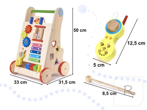 Pchacz chodzik drewniany kostka edukacyjna 6w1