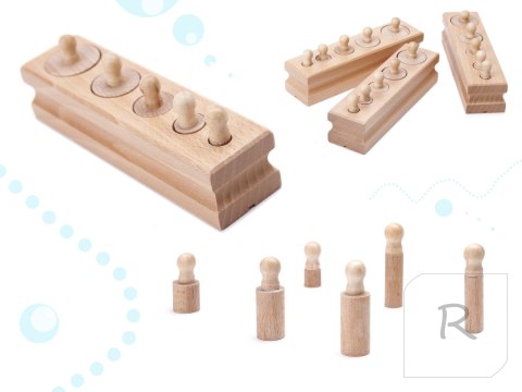 Odważniki cylindry drewniane sorter montessori