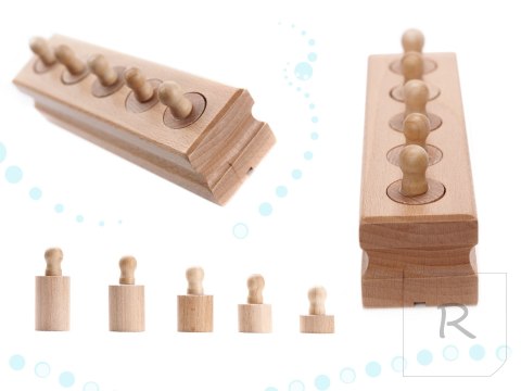 Odważniki cylindry drewniane sorter montessori