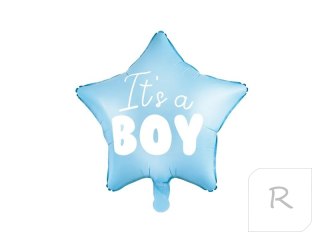 Balon foliowy "It's a boy" na baby shower gwiazda niebieska 48cm