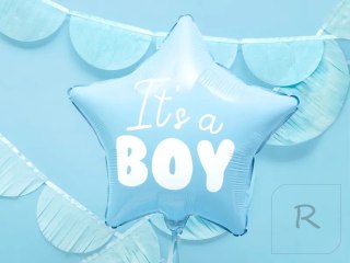 Balon foliowy "It's a boy" na baby shower gwiazda niebieska 48cm