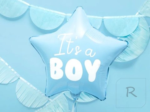 Balon foliowy "It's a boy" na baby shower gwiazda niebieska 48cm