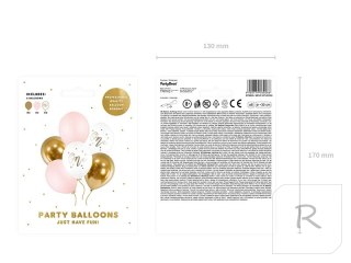 Balony urodzinowe Pastel Pale Pink biały złoty różowy 30cm 5 sztuk