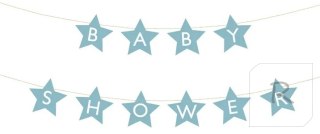 Baner napis na baby shower gwiazdki jasnoniebieskie 290cm x 16,5cm