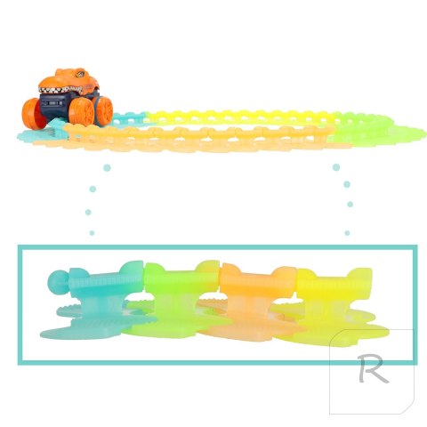 Tor samochodowy wyścigowy świecący do złożenia z samochodem 150 elementów