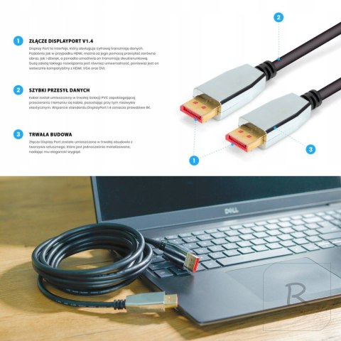 KABEL DISPLAY PORT DP 8K 4K DISPLAYPORT DSC 3m