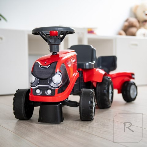 FALK Traktorek Baby Case IH Ride-On Czerwony z Przyczepką + akc. od 12 miesięcy