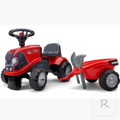 FALK Traktorek Baby Case IH Ride-On Czerwony z Przyczepką + akc. od 12 miesięcy