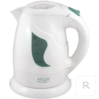 Adler AD 08 Czajnik standardowy, Plastik, Biały, 850 W, 1 L, Podstawa obrotowa 360°