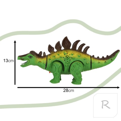 Dinozaur Stegozaur chodzi świeci ryczy