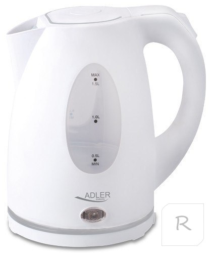 Adler Kettle AD 1207 Standard, Plastic, White, 2000 W, 360° rotational base, 1.5 L