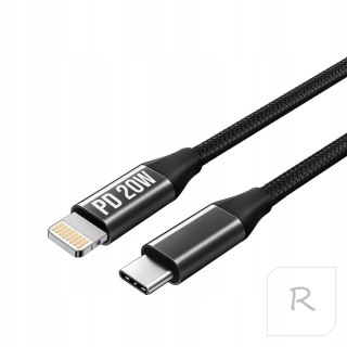 Kabel USB Typu C - USB Lightning MOCNY 20W 3.0 1m WZMACNIANY OPLOT