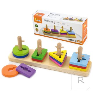 Drewniane klocki Viga Toys z sorterem kształtów Montessori