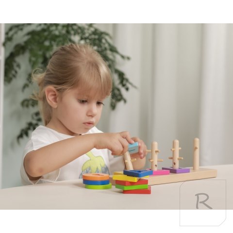 Drewniane klocki Viga Toys z sorterem kształtów Montessori