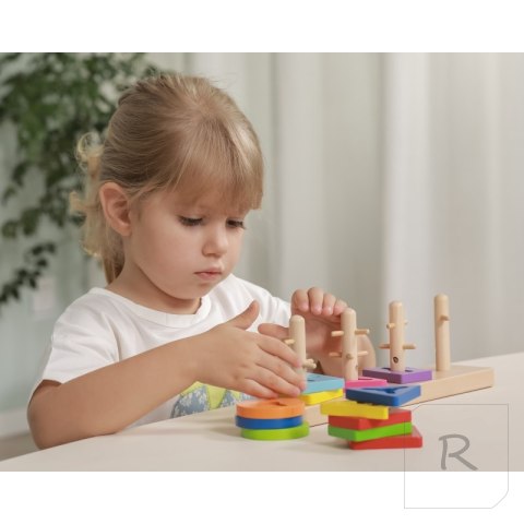 Drewniane klocki Viga Toys z sorterem kształtów Montessori