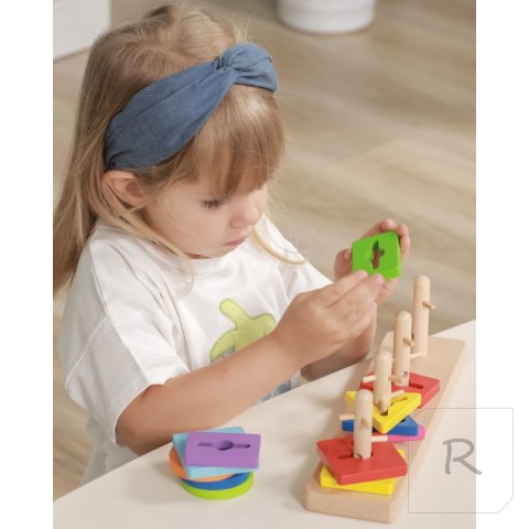 Drewniane klocki Viga Toys z sorterem kształtów Montessori