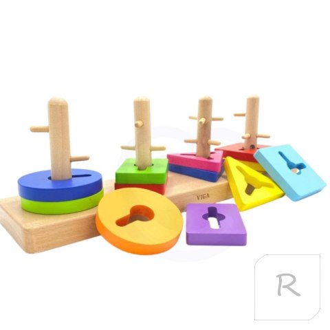 Drewniane klocki Viga Toys z sorterem kształtów Montessori