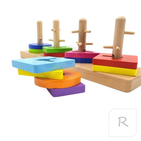 Drewniane klocki Viga Toys z sorterem kształtów Montessori