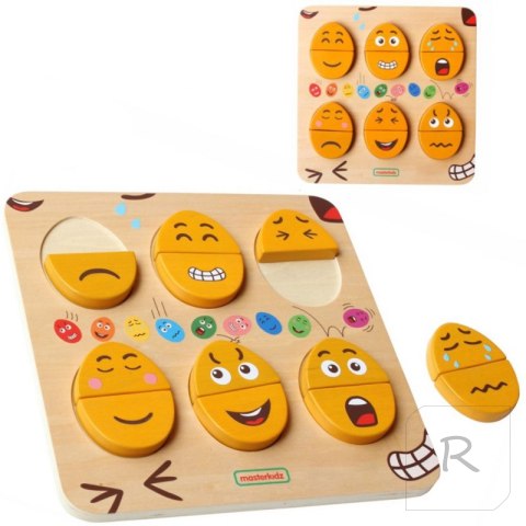 MASTERKIDZ Tablica do Nauki Emocji Drewniane Jajka jaki Humor? Montessori