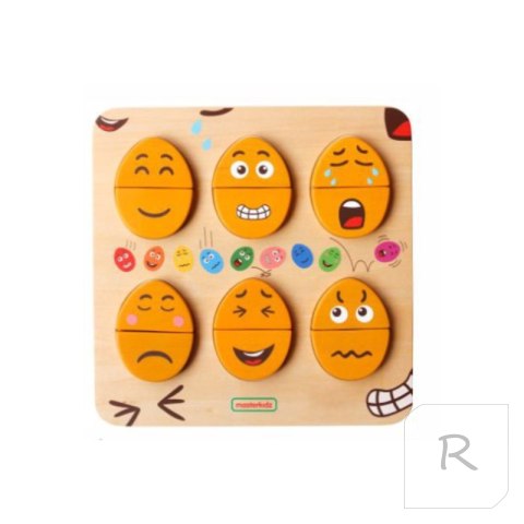 MASTERKIDZ Tablica do Nauki Emocji Drewniane Jajka jaki Humor? Montessori