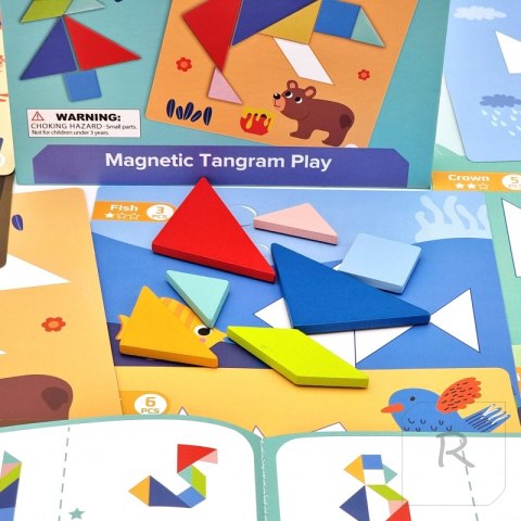 TOOKY TOY Puzzle Tangram Układanka dla Dzieci Nauka Kształtów Figury Kształty 18el.