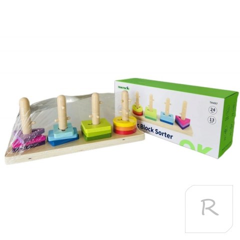 TOOKY TOY Sorter Kształtów z Kolorowymi Blokami Montessori