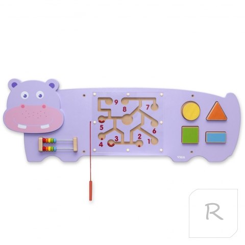 Sensoryczna tablica manipulacyjna Hipopotam drewniana Viga Toys Montessori