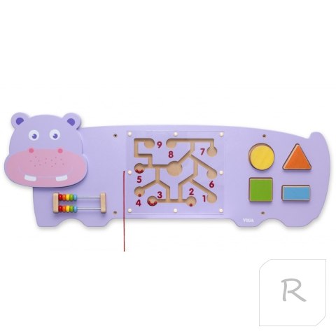 Sensoryczna tablica manipulacyjna Hipopotam drewniana Viga Toys Montessori