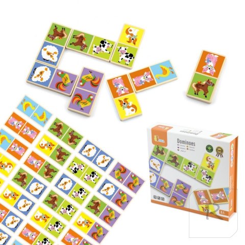 Drewniana gra Domino Farma Viga Toys 28 elementów Montessori