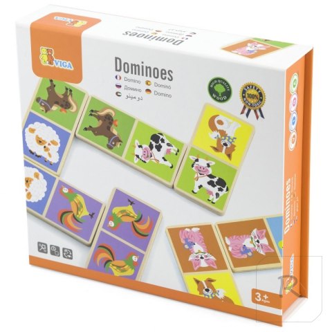 Drewniana gra Domino Farma Viga Toys 28 elementów Montessori