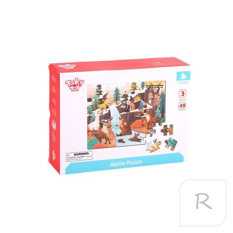 TOOKY TOY Puzzle z Woreczkiem Alpejskie Zwierzęta i Krajobraz 49 el.