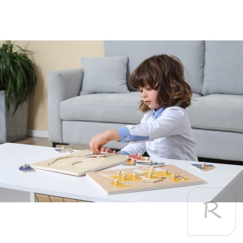 VIGA Drewniane Puzzle Montessori Kogut z Pinezkami