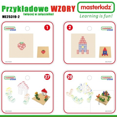 MASTERKIDZ Drewniany Stół Edukacyjny + AKCESORIA STEM WALL + 135 Klocków