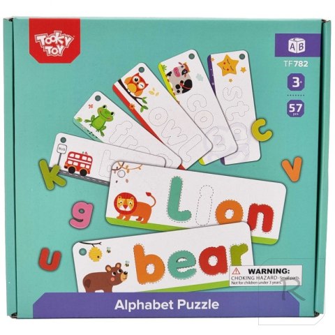 TOOKY TOY Puzzle Alfabet Montessori Nauka Literek Słów Zwierzątka 57 el.