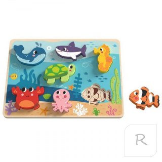 TOOKY TOY Drewniane Puzzle Montessori Świat Morza Rybki Żółwik Kształty