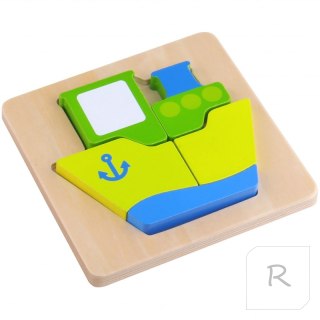 TOOKY TOY Puzzle Układanka Montessori Grube Klocki Statek 6 el.