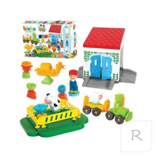 MOCHTOYS Klocki Jeżyki Pin Bricks FARMA w Kartonie 100 el. + 3 Figurki