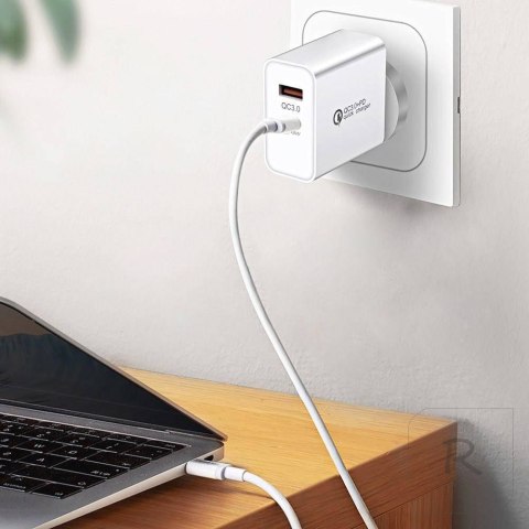 MOCNA ŁADOWARKA SIECIOWA 2xUSB USB-C QC 3.0 PD 36W